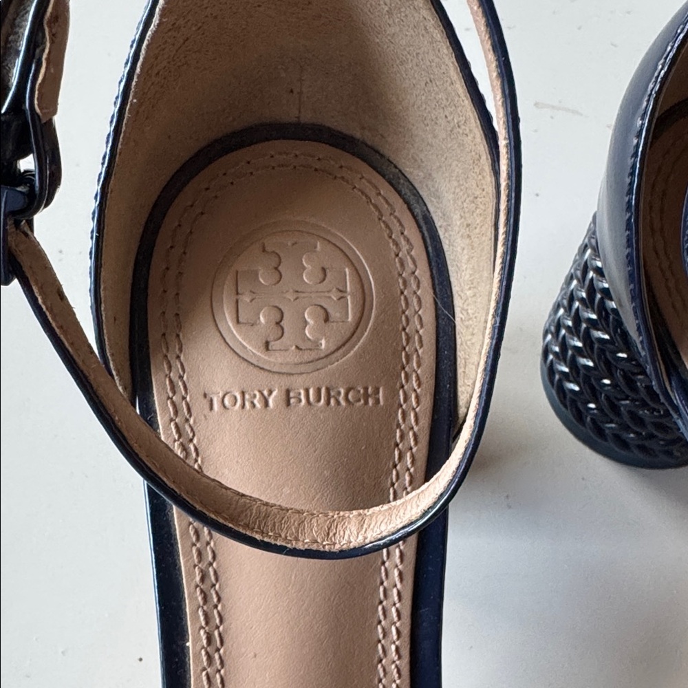Tory Burch Dark Blue Patent Heels - Picture 3 of 4
